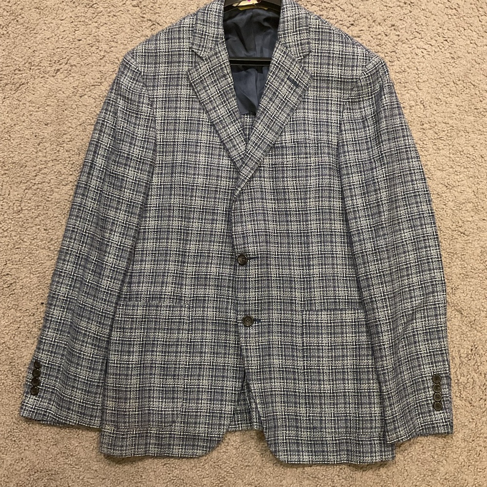 Canali Kei Jacket Blue Tweed Plaid Silk Wool Sport Coat Blazer Suit Jacket Lknew View 3
